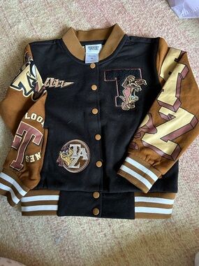 Warner Brothers Looney Tunes Varsity Jacket - Black & Brown toddler 4/5